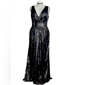 NWT Kate Kasin black sequin gown sz 12